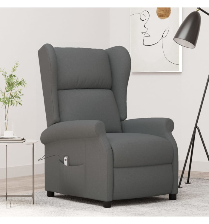 Fauteuil inclinable électrique à oreilles gris foncé tissu | Mobilier & Déco