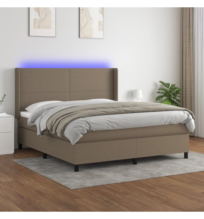 Sommier à lattes de lit matelas LED Taupe 180x200 cm Tissu | Mobilier & Déco
