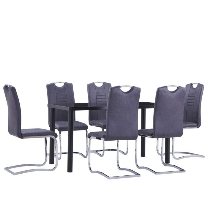 Ensemble de salle à manger 7 pcs Similicuir daim Gris | Mobilier & Déco