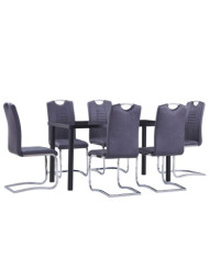 Ensemble de salle à manger 7 pcs Similicuir daim Gris | Mobilier & Déco