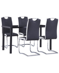 Ensemble de salle à manger 5 pcs Similicuir Noir | Mobilier & Déco