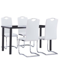 Ensemble de salle à manger 5 pcs Similicuir Blanc | Mobilier & Déco