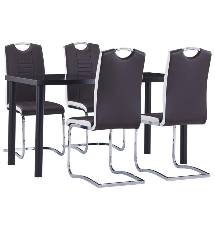 Ensemble de salle à manger 5 pcs Similicuir Marron | Mobilier & Déco