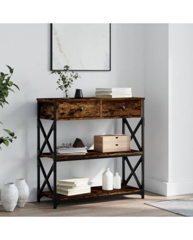 Table console chêne fumé 75x28x75 cm bois d'ingénierie | Mobilier & Déco