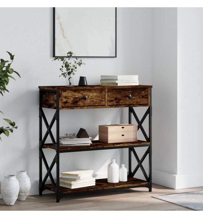 Table console chêne fumé 75x28x75 cm bois d'ingénierie | Mobilier & Déco