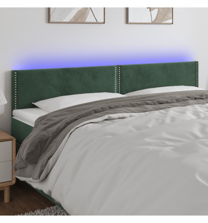 Tête de lit à LED Vert foncé 160x5x78/88 cm Velours | Mobilier & Déco