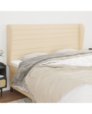 Tête de lit avec oreilles Crème 203x23x118/128 cm Tissu | Mobilier & Déco