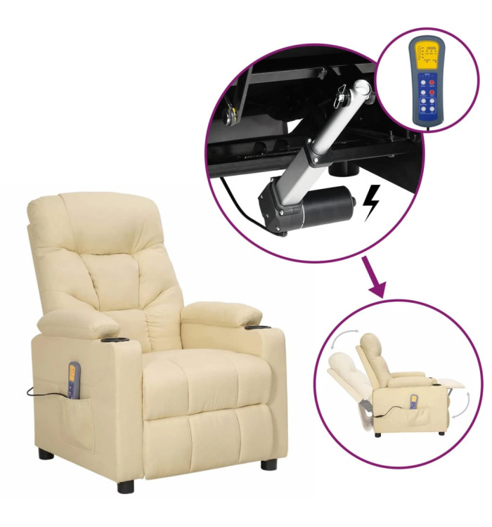 Fauteuil de massage Crème Tissu | Mobilier & Déco
