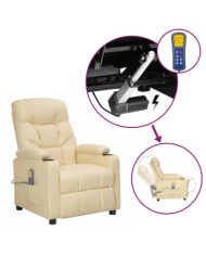 Fauteuil de massage Crème Tissu | Mobilier & Déco
