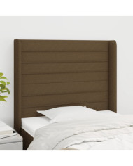 Tête de lit avec oreilles Marron foncé 93x16x118/128 cm Tissu | Mobilier & Déco