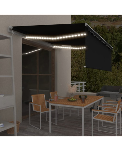 Auvent automatique store capteur de vent LED 4,5x3 m Anthracite | Mobilier & Déco