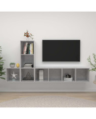 Ensemble de meuble TV 3 pcs Gris béton Bois d'ingénierie | Mobilier & Déco