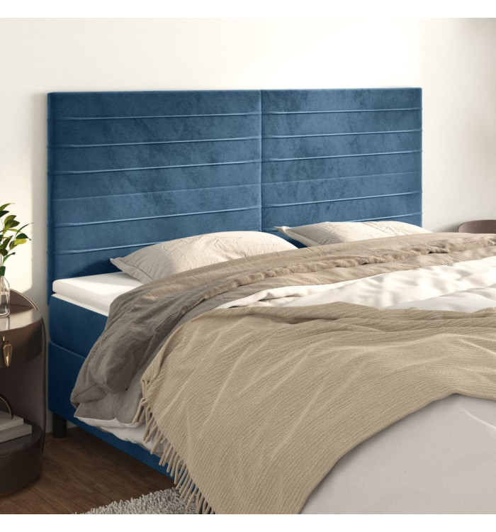 Têtes de lit 4 pcs Bleu foncé 80x5x78/88 cm Velours | Mobilier & Déco