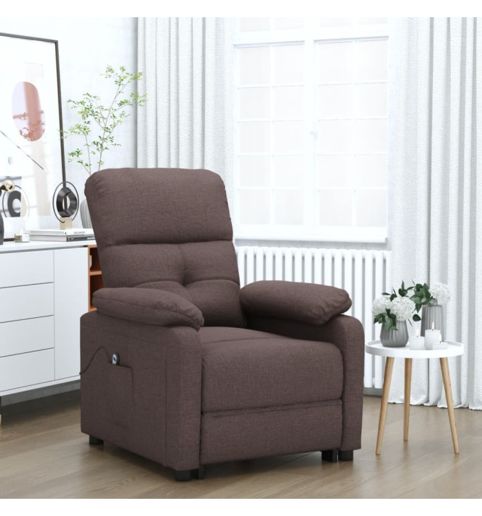 Fauteuil inclinable électrique Marron foncé Tissu | Mobilier & Déco
