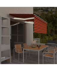 Auvent rétractable manuel store et LED 3x2,5 m Orange et marron | Mobilier & Déco