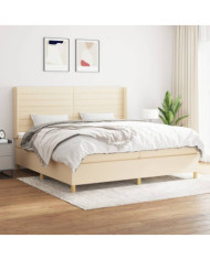 Sommier à lattes de lit avec matelas Crème 200x200 cm Tissu | Mobilier & Déco