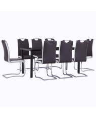 Ensemble de salle à manger 9 pcs Similicuir Marron | Mobilier & Déco