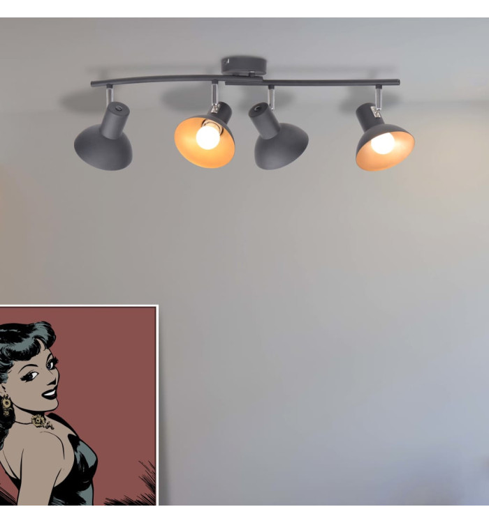 Plafonnier pour 4 ampoules E27 Noir et doré | Mobilier & Déco
