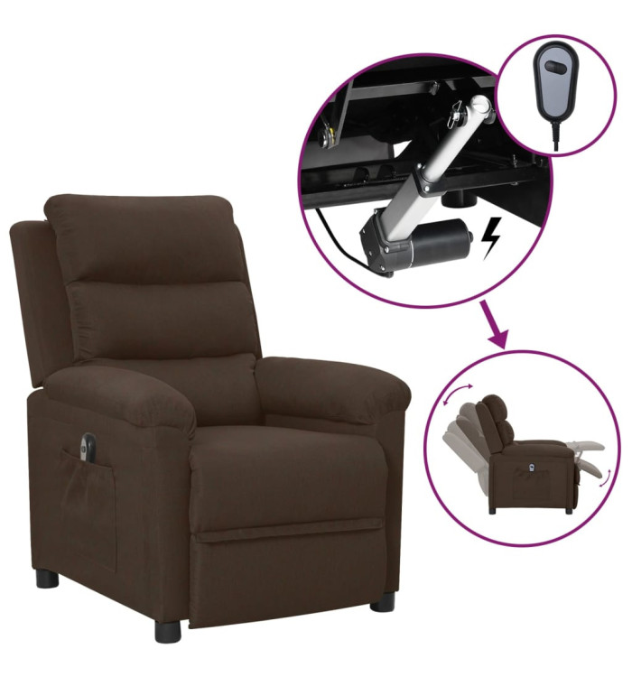 Fauteuil inclinable électrique Marron foncé Tissu | Mobilier & Déco
