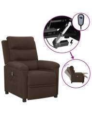 Fauteuil inclinable électrique Marron foncé Tissu | Mobilier & Déco