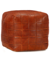 Pouf 40 x 40 x 40 cm Brun roux Cuir véritable de chèvre | Mobilier & Déco