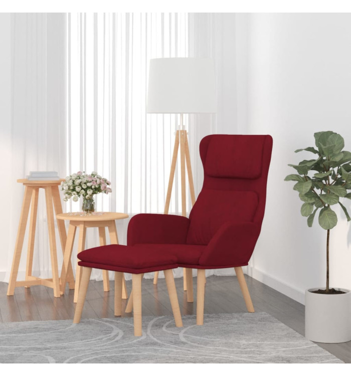 Chaise de relaxation avec tabouret Rouge bordeaux Velours | Mobilier & Déco