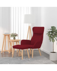 Chaise de relaxation avec tabouret Rouge bordeaux Velours | Mobilier & Déco