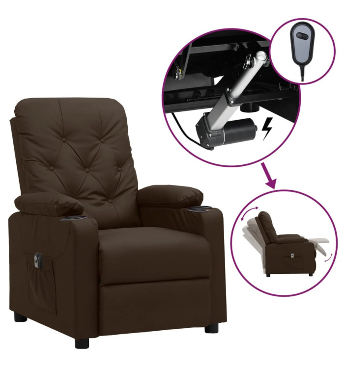 Fauteuil inclinable électrique Marron Similicuir | Mobilier & Déco