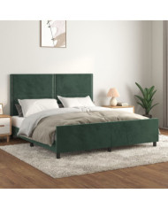 Cadre de lit sans matelas vert foncé 160x200 cm velours | Mobilier & Déco