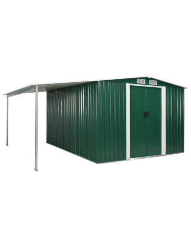 Abri de jardin à portes coulissantes Vert 386x312x178 cm Acier | Mobilier & Déco