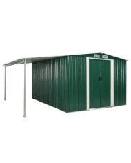 Abri de jardin à portes coulissantes Vert 386x312x178 cm Acier | Mobilier & Déco