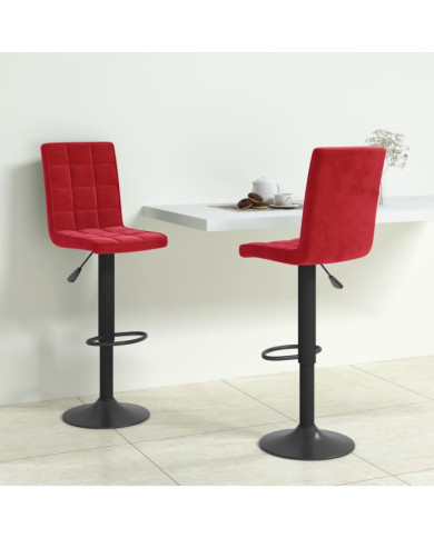Tabourets de bar lot de 2 rouge bordeaux velours | Mobilier & Déco