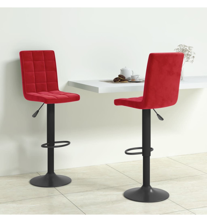 Tabourets de bar lot de 2 rouge bordeaux velours | Mobilier & Déco