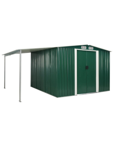 Abri de jardin à portes coulissantes Vert 386x259x178 cm Acier | Mobilier & Déco
