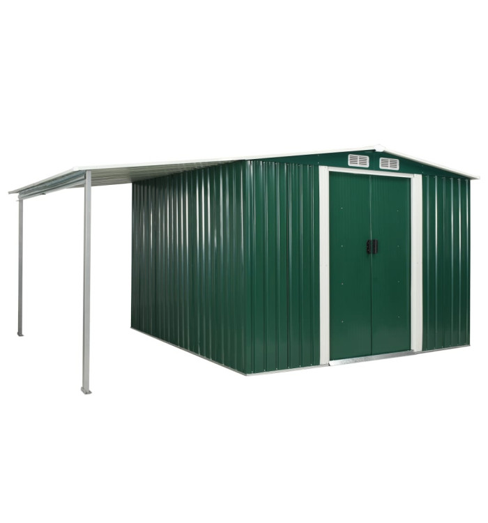 Abri de jardin à portes coulissantes Vert 386x259x178 cm Acier | Mobilier & Déco