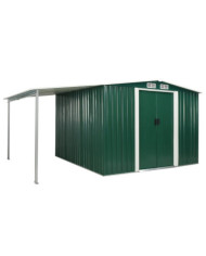 Abri de jardin à portes coulissantes Vert 386x259x178 cm Acier | Mobilier & Déco