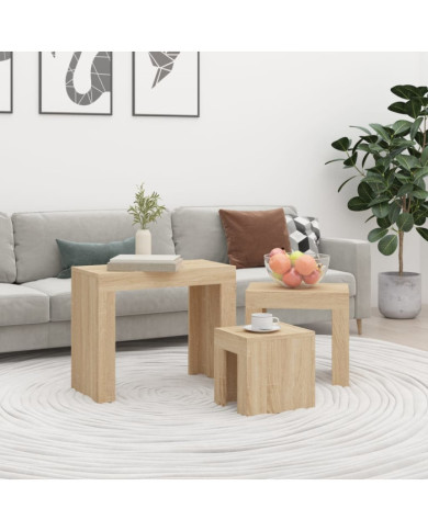 Tables basses gigognes 3 pcs chêne sonoma bois d'ingénierie | Mobilier & Déco