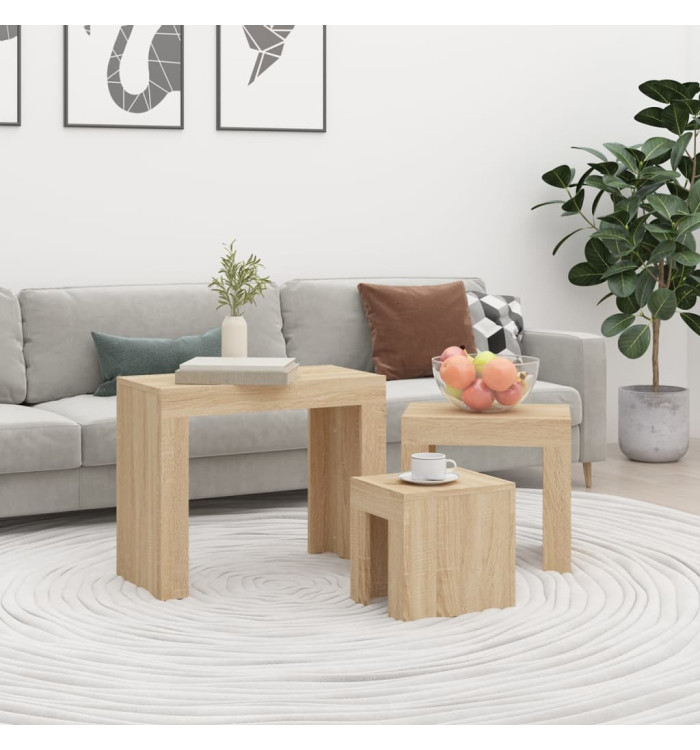 Tables basses gigognes 3 pcs chêne sonoma bois d'ingénierie | Mobilier & Déco