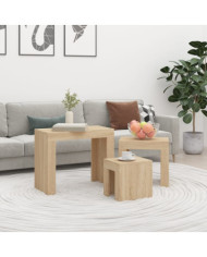 Tables basses gigognes 3 pcs chêne sonoma bois d'ingénierie | Mobilier & Déco