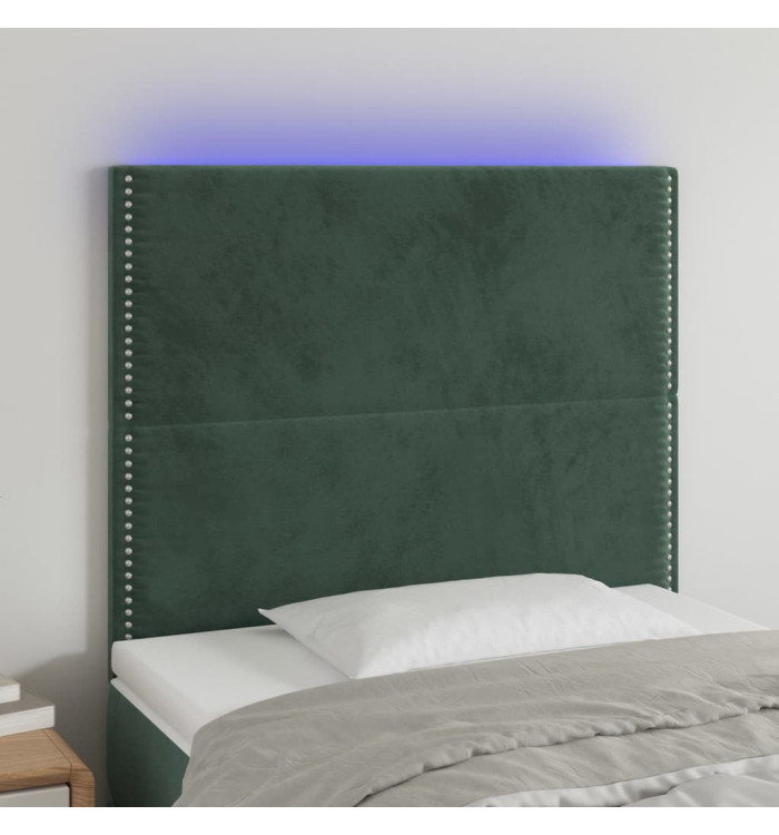 Tête de lit à LED Vert foncé 80x5x118/128 cm Velours | Mobilier & Déco