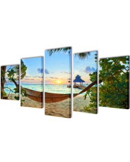 Set de toiles murales imprimées Plage avec hamac 100 x 50 cm | Mobilier & Déco