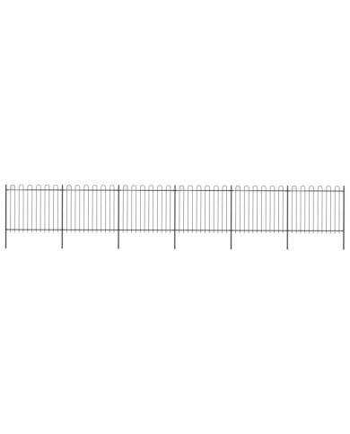 Clôture de jardin avec dessus en cerceau Acier 10,2x1,5 m Noir | Mobilier & Déco