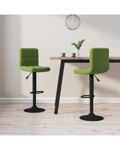 Tabourets de bar lot de 2 vert clair velours | Mobilier & Déco