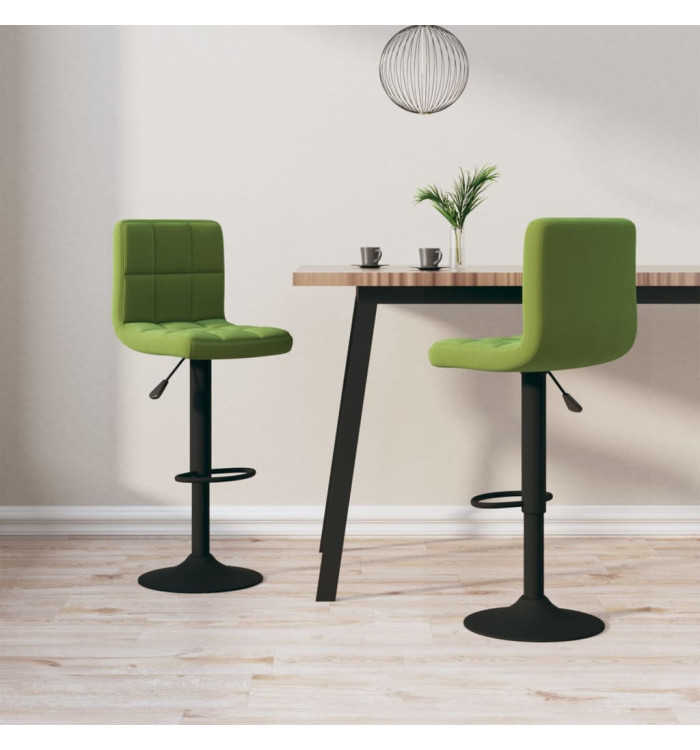 Tabourets de bar lot de 2 vert clair velours | Mobilier & Déco