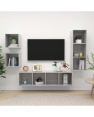 Ensemble de meuble TV 4 pcs Gris béton Bois d'ingénierie | Mobilier & Déco