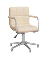 Chaise pivotante de salle à manger Crème Tissu | Mobilier & Déco