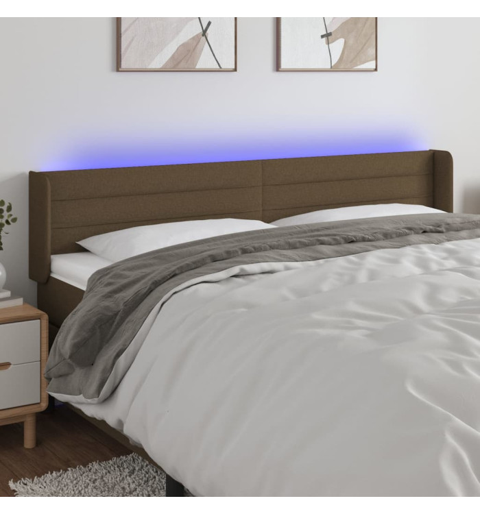 Tête de lit à LED Marron foncé 183x16x78/88 cm Tissu | Mobilier & Déco