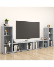 Meubles TV 4 pcs Gris béton 107x35x37 cm Bois d'ingénierie | Mobilier & Déco