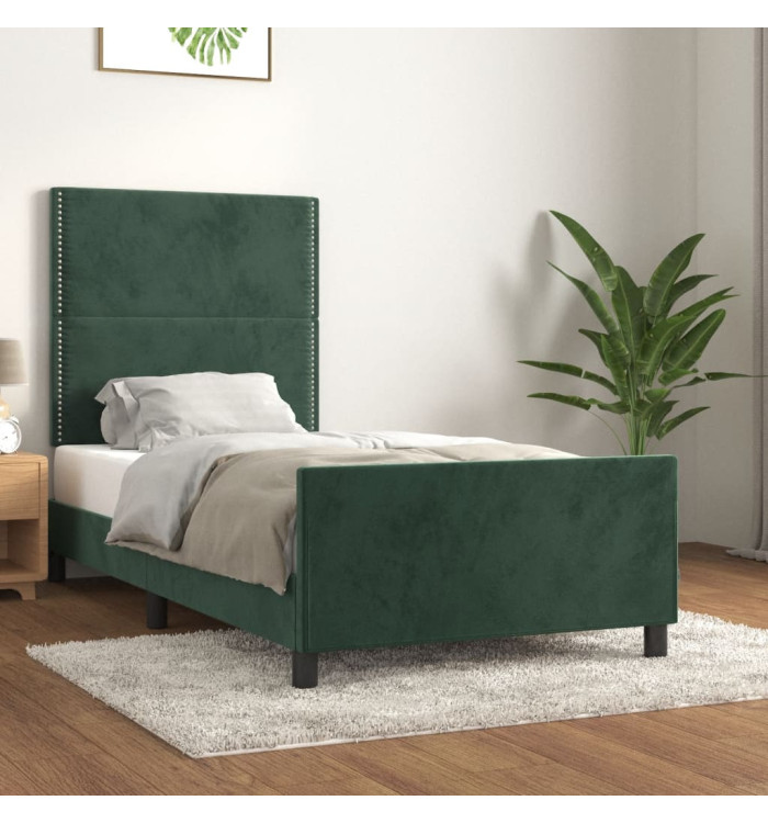 Cadre de lit sans matelas vert foncé 80x200 cm velours | Mobilier & Déco