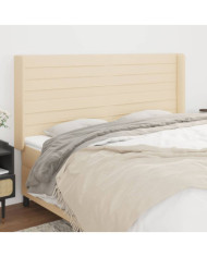 Tête de lit avec oreilles Crème 183x16x118/128 cm Tissu | Mobilier & Déco